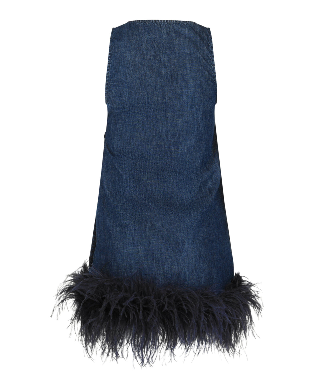 Valentino Valentino Womens Denim Feather-Trim Mini Dress
