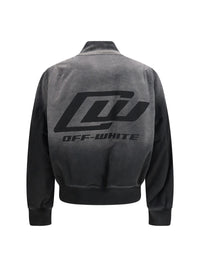 Off-White Men Washed Denim Bomber Jacket