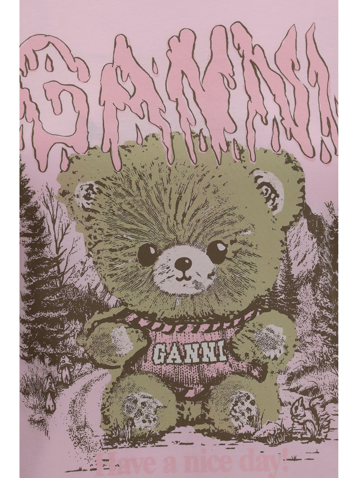GANNI Ganni Women Teddy Forest Baby Fit Cotton T-Shirt