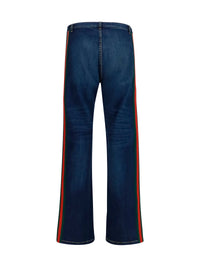 Gucci Men Cotton Jeans With Web Stripe