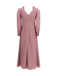 Alessandra Rich Women Polka Dot Midi Dress With Ruffles