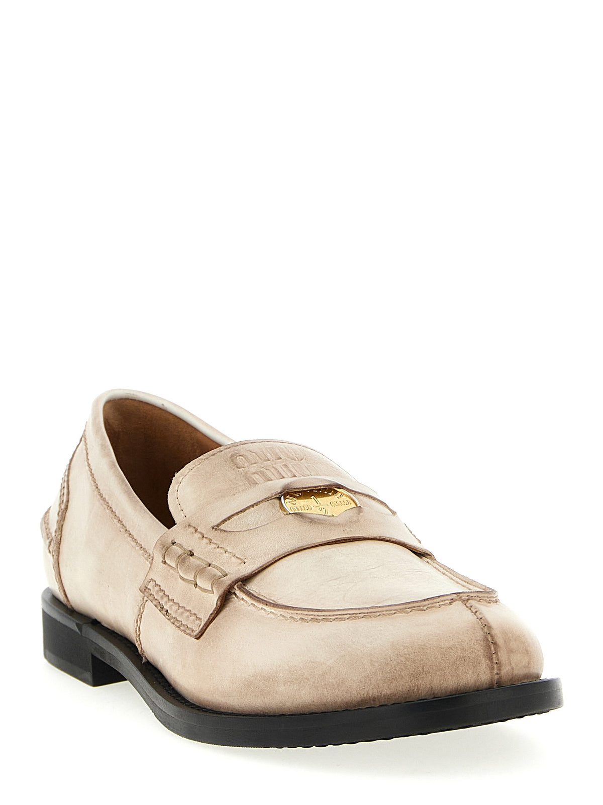 Miu Miu Women Waxed Leather Loafers