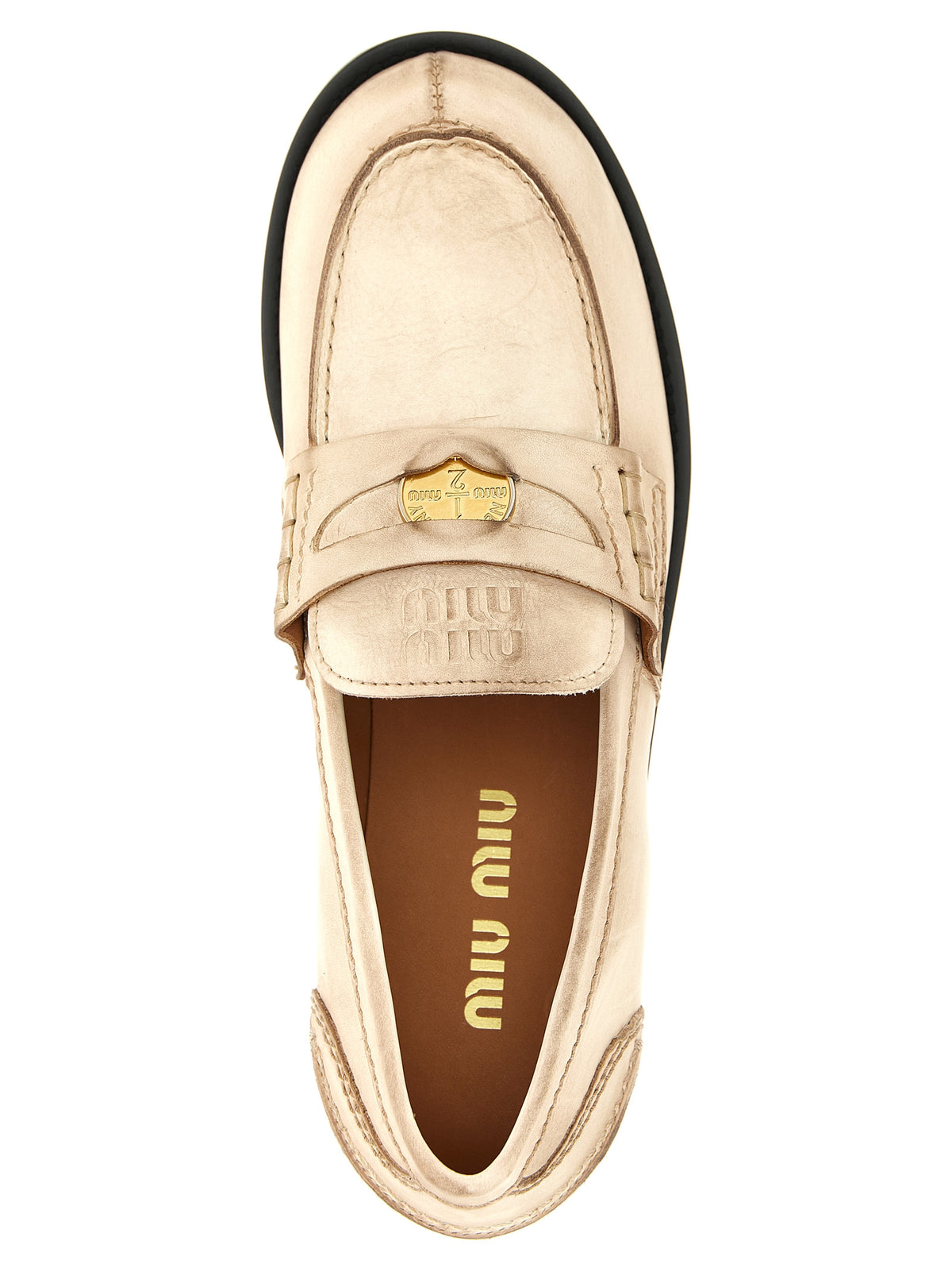 Miu Miu Women Waxed Leather Loafers