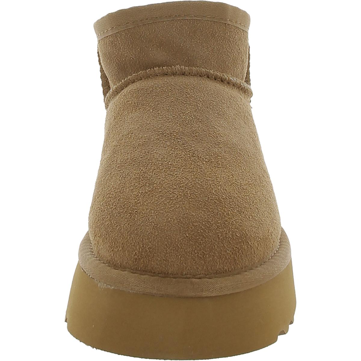 Classic Ultra Mini Platform Womens Suede Sherpa Ankle Boots