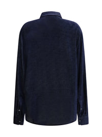Giorgio Armani Men Silk Blend Devoré Velvet Twill Shirt