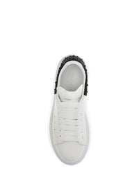 Alexander Mcqueen Women Oversized Sneakers With Suede Heel And Crystal Details