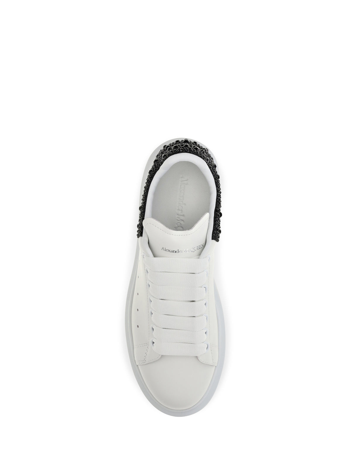Alexander Mcqueen Women Oversized Sneakers With Suede Heel And Crystal Details