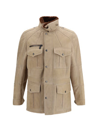 Brunello Cucinelli Men Waxed Shearling Safari Jacket