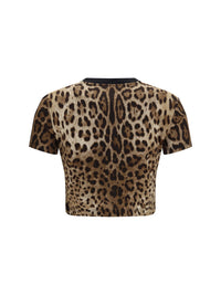 Dolce & Gabbana Women Leopard-Print Cropped T-Shirt