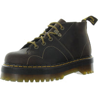 Monkey Womens Leather Combat & Lace-Up Boots 9 Medium Dark Brown
