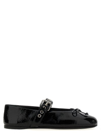 Miu Miu Women Buckle And Bow Ballet Flats