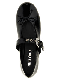 Miu Miu Women Buckle And Bow Ballet Flats