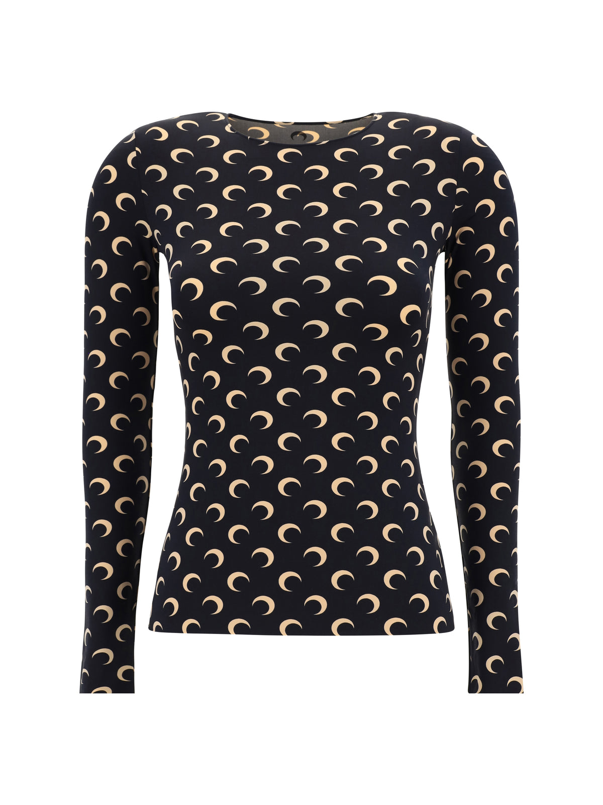 Marine Serre Women Long-Sleeve Top With Iconic All-Over Contrasting Moon Logo Print