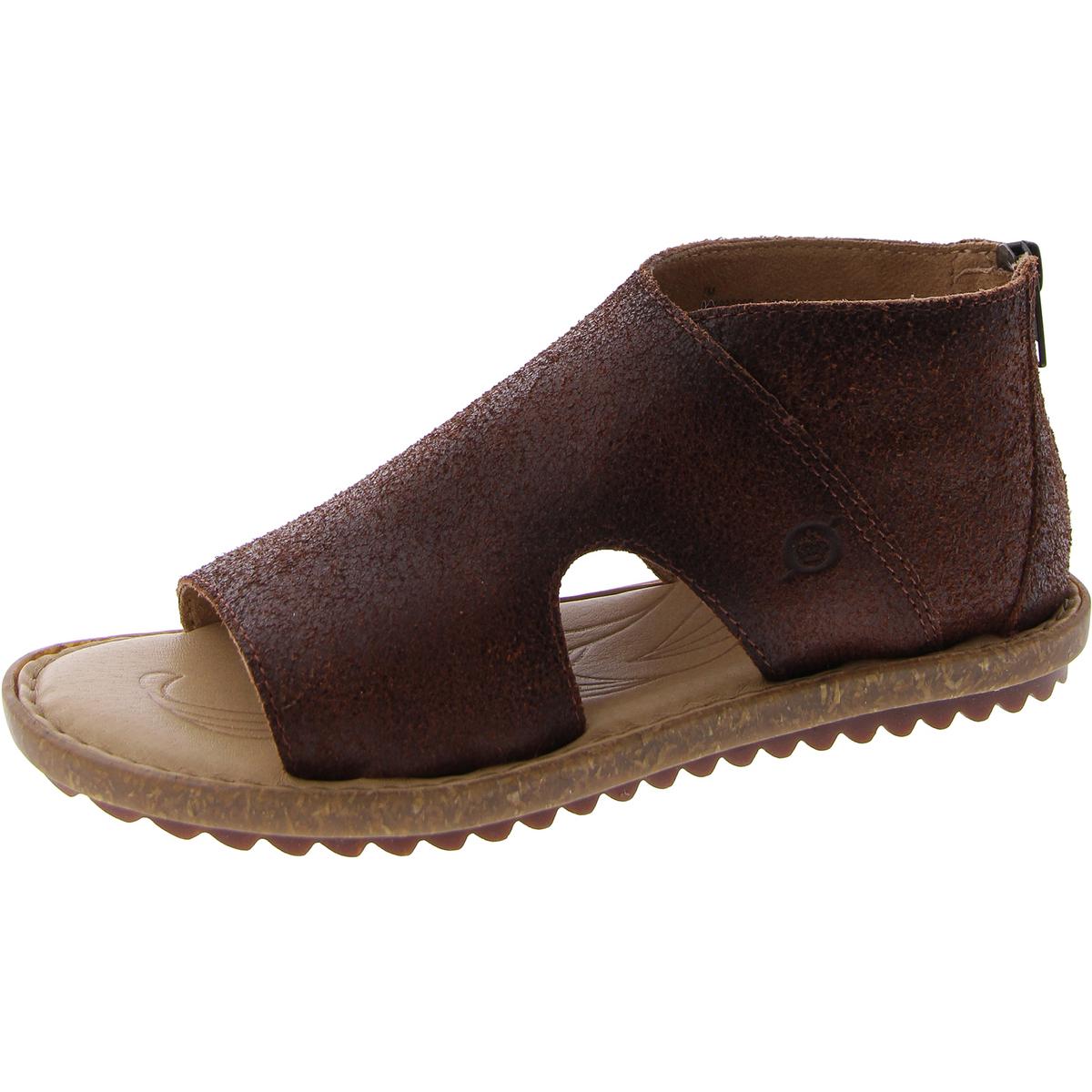 Maren Womens Leather Peep Toe Flatform Sandals