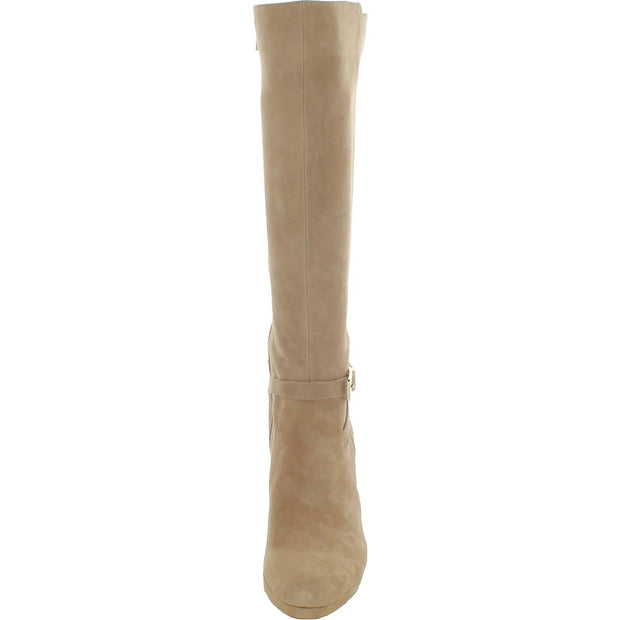 Taelynn Womens Zipper Leather Knee-High Boots