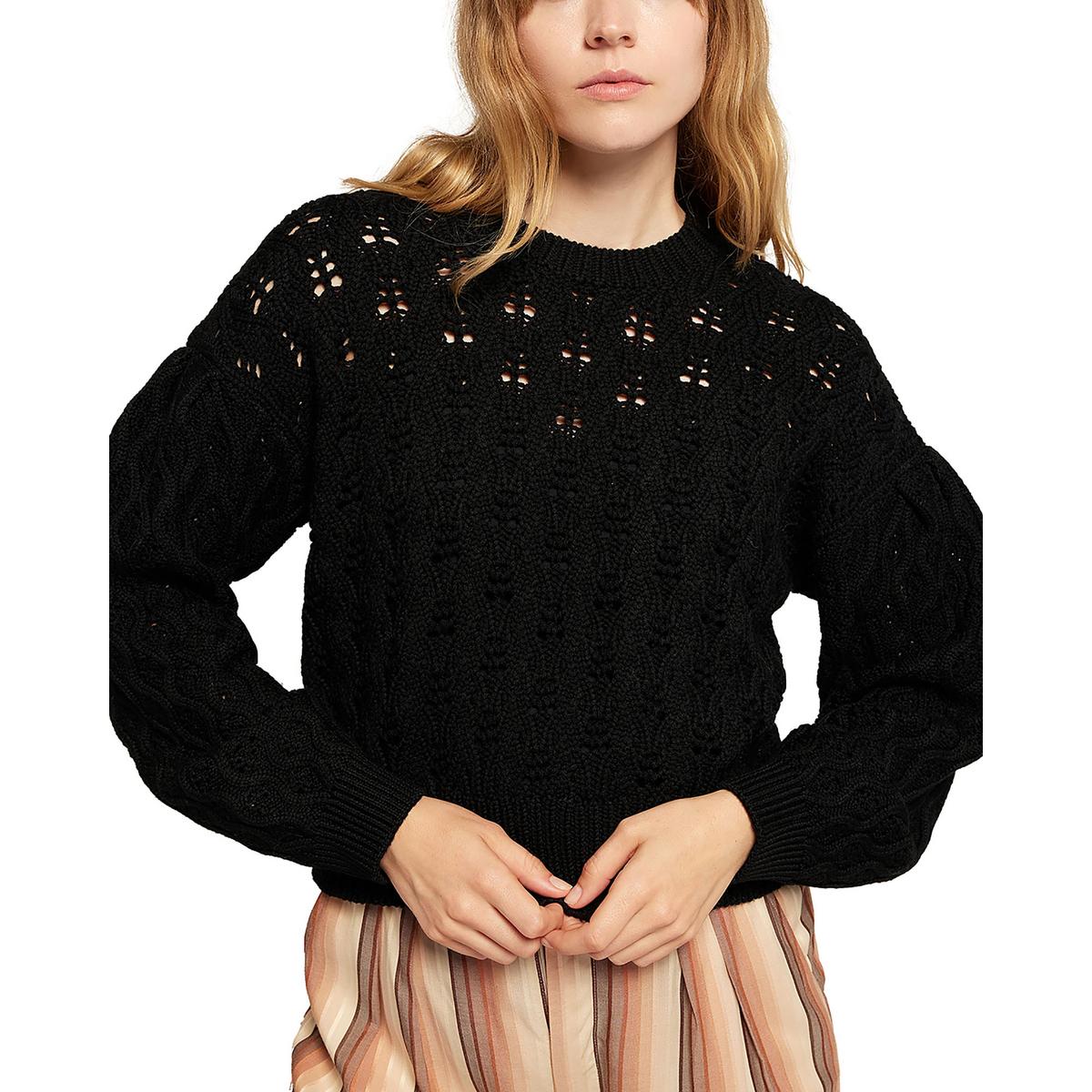 Womens Knit Wool Pullover Sweater Caviar