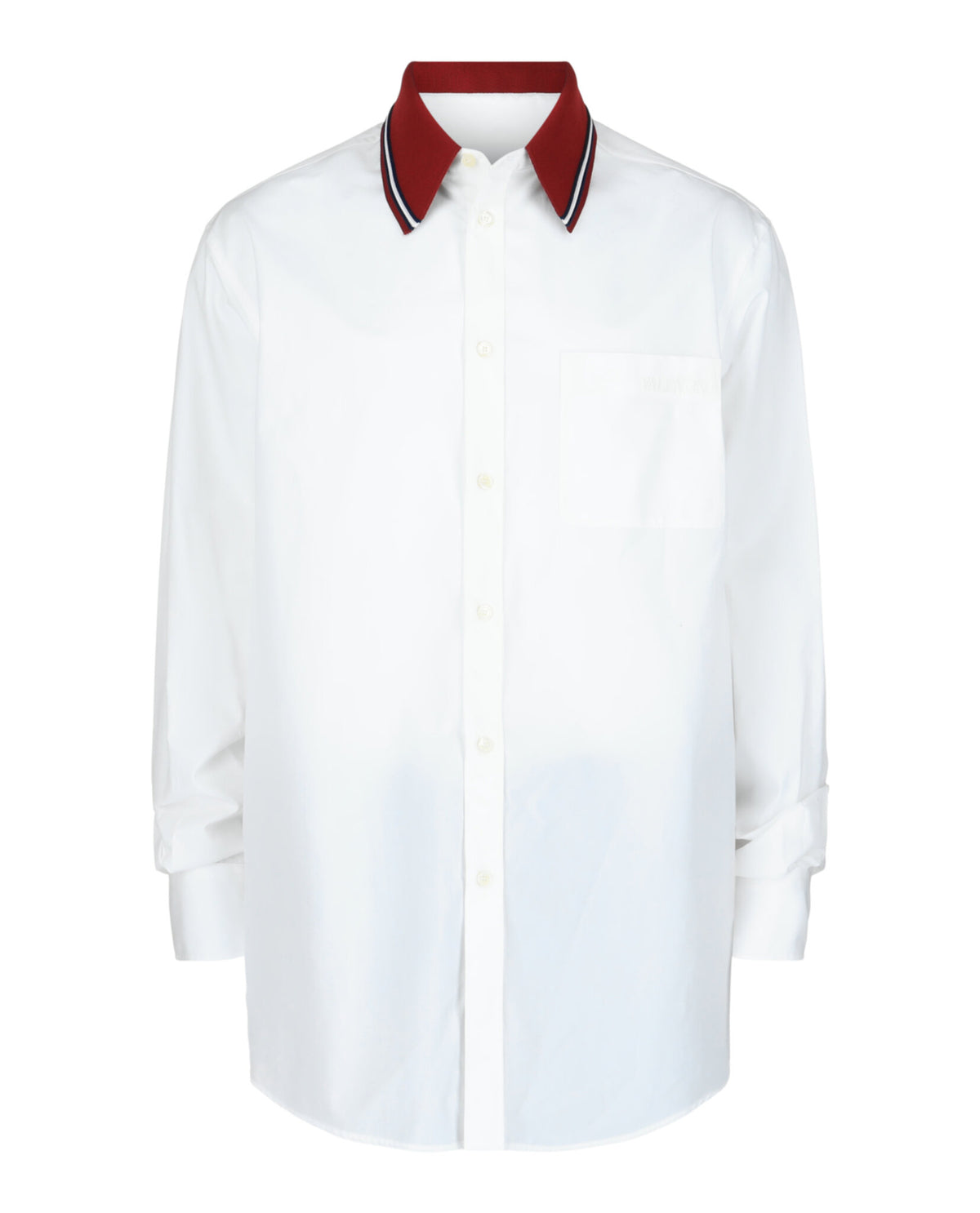 Valentino Valentino Mens Long-Sleeved Cotton Poplin Shirt With  Embroidery