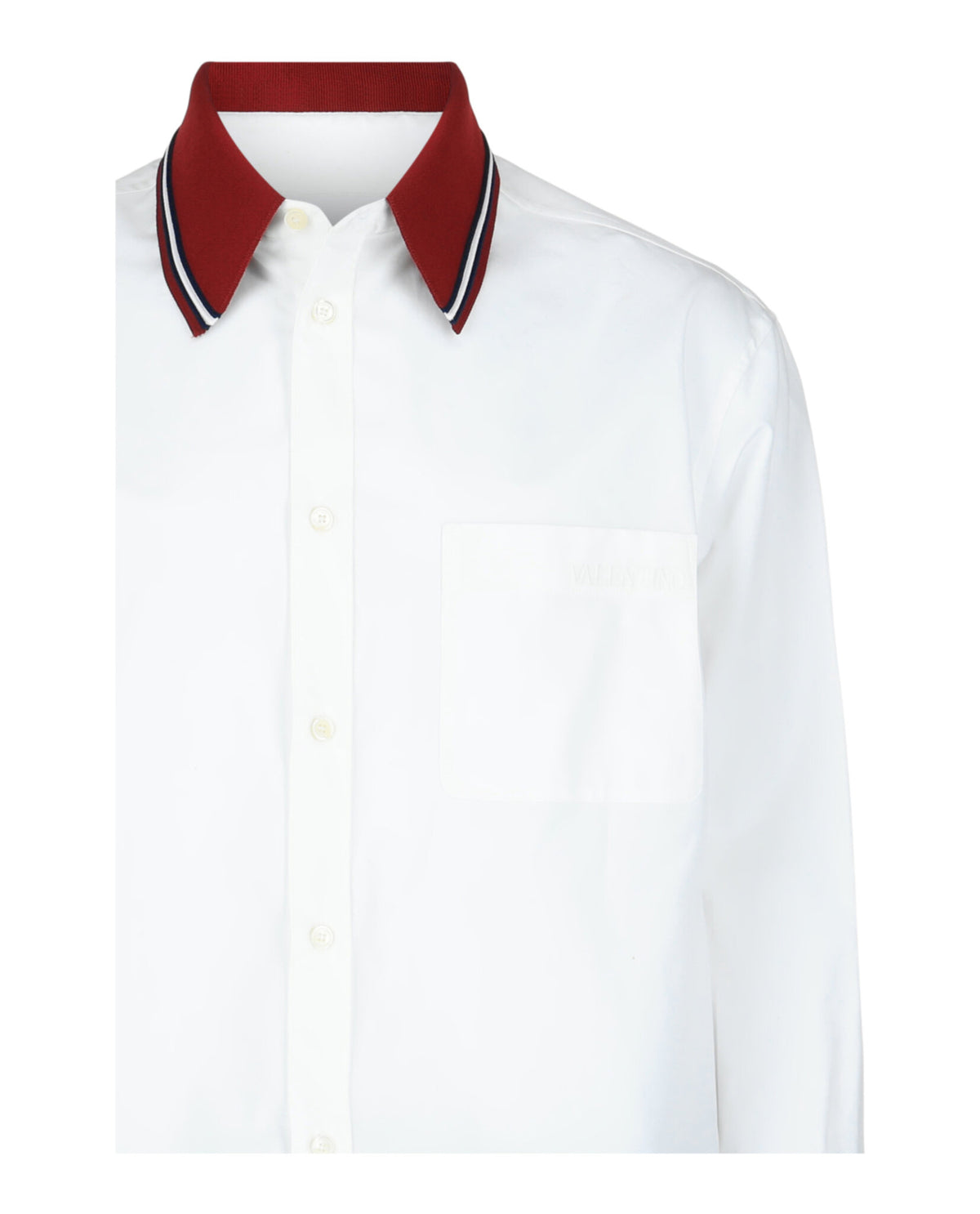 Valentino Valentino Mens Long-Sleeved Cotton Poplin Shirt With  Embroidery