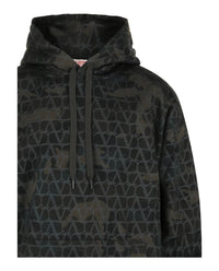 Valentino Valentino Mens Toile Iconographe Camouflage Print Hoodie