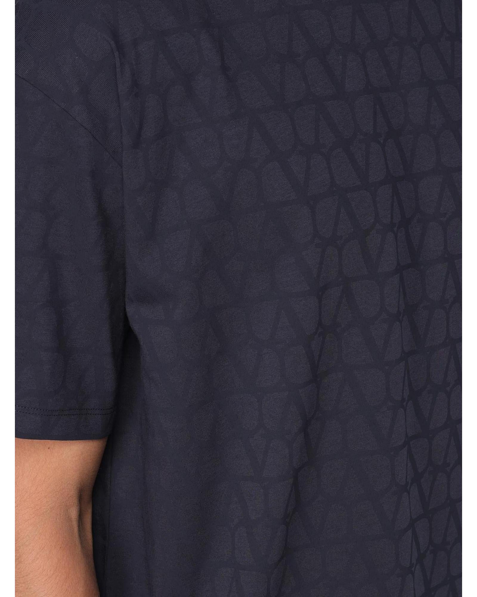 Valentino VLTN Monogram Short Sleeve Tee Men Blue T-Shirts