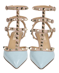 Valentino Womens Rockstud Caged Patent Leather Pumps