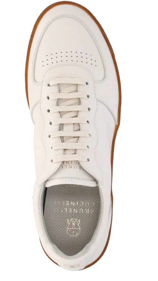 Brunello Cucinelli Men's Embossed Sneakers In White