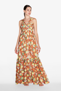 La Perla Amalfi Twist Long Dress In Orange Plm0074190