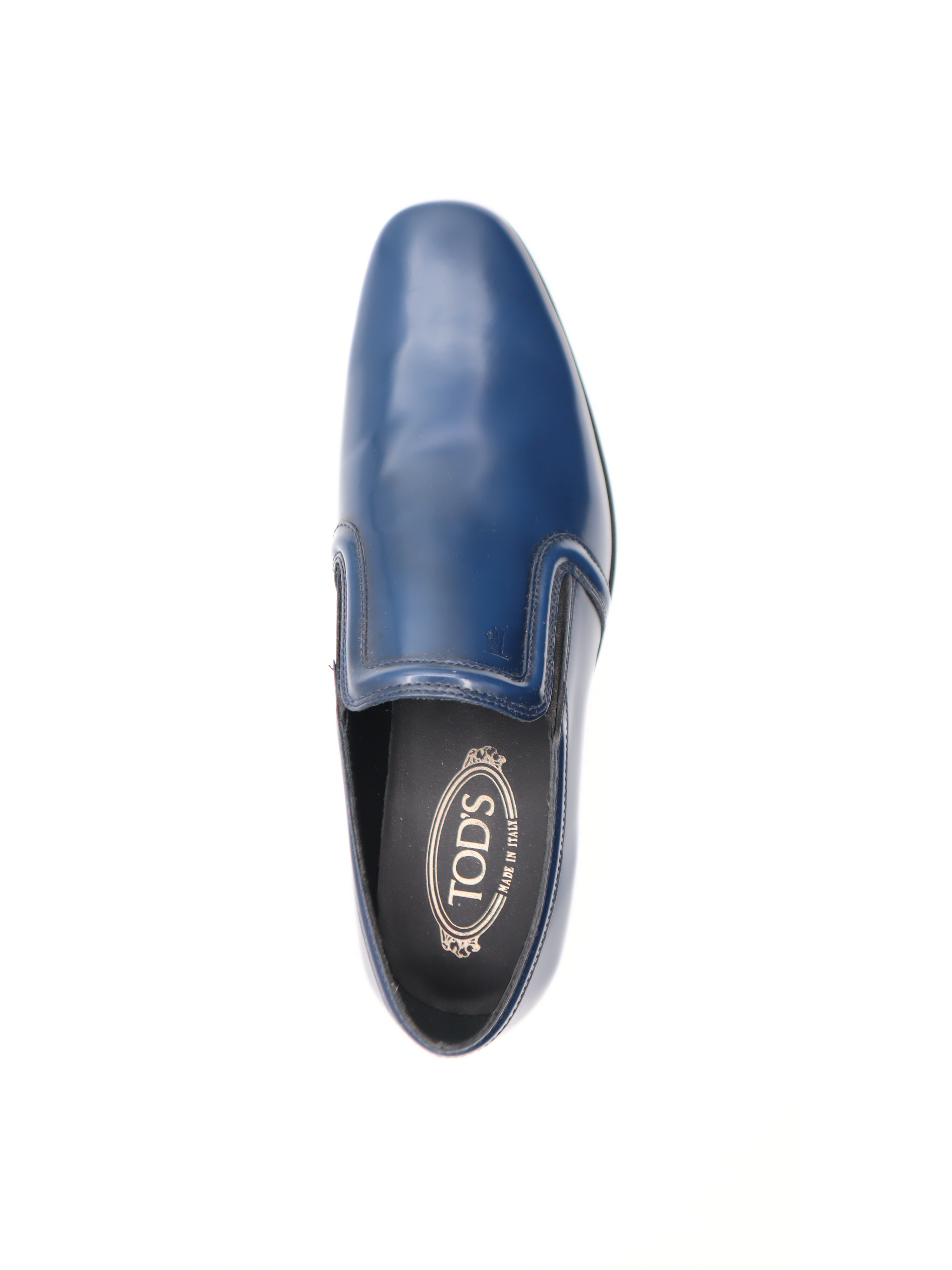 Tods Patent Leather Slip-On Loafers Baltic Blue