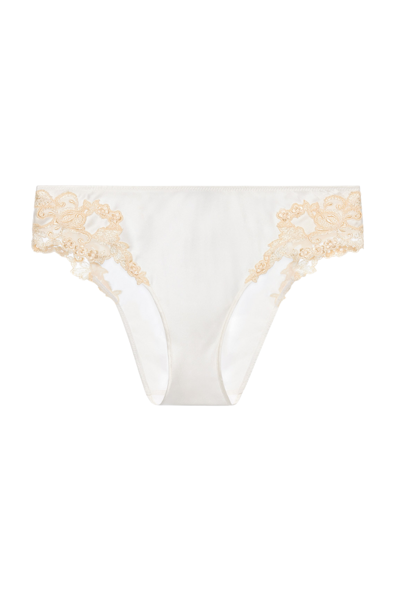 La Perla White Silk Medium Briefs With Frastaglio Cfi0019229