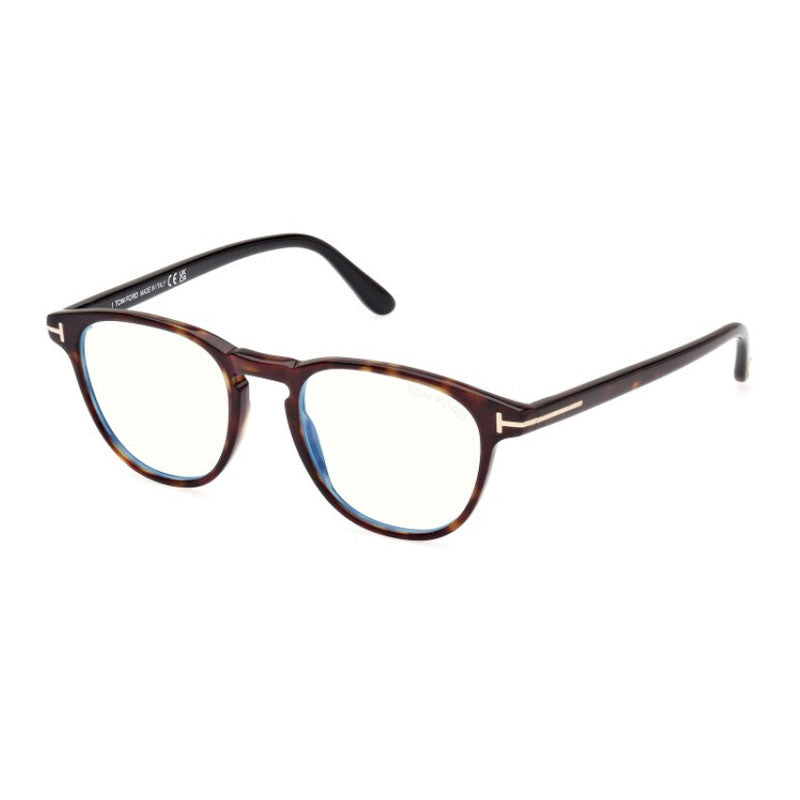 Tom Ford Eyeglasses Square Full Rim, Dark Havana Frame and Clear Blue Light Block Lens FT5899-B052