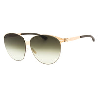 IC! Berlin Sunglasses Round Full Rim, Rose-Gold Warm Grey Frame and Green Gradient Brown Lens SWINGM1397032