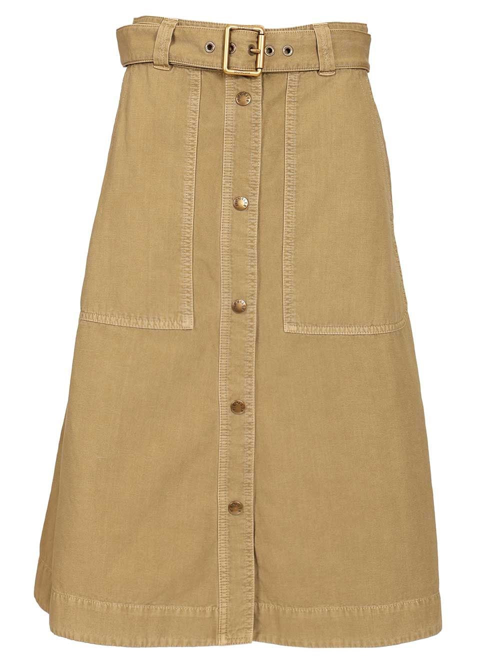 Moncler Women Cotton Midi Skirt With Belt