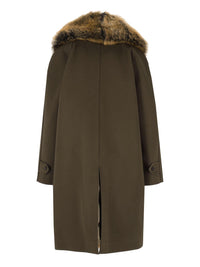 Saint Laurent Women Canvas And Shearling Coat