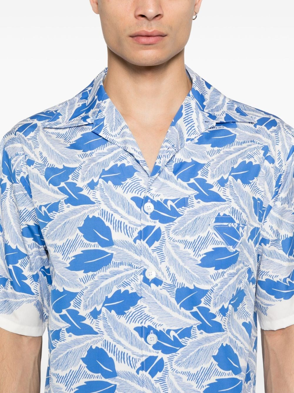 Prada Men Short-Sleeved Printed Cotton Shirt