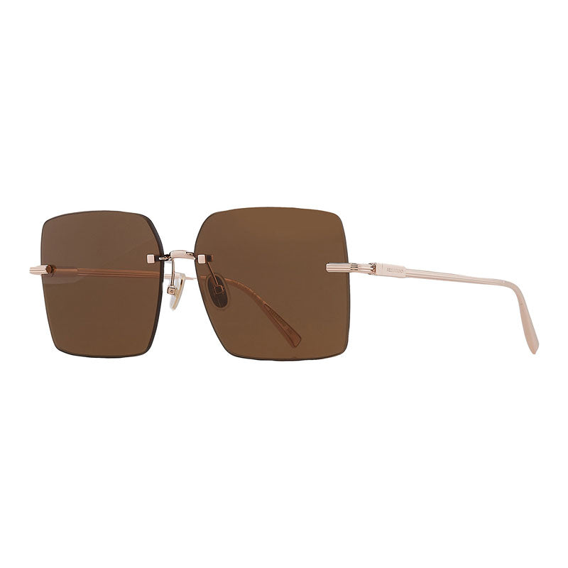 Salvatore Ferragamo Salvatore Ferragamo Sunglasses Square Rimless, Rose Gold Frame and Brown Lens SF311S780