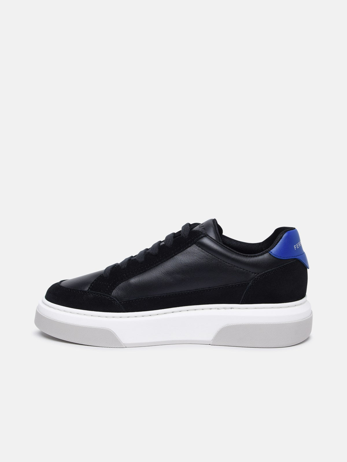 FERRAGAMO Ferragamo Men Cassina' Black Leather Blend Sneakers