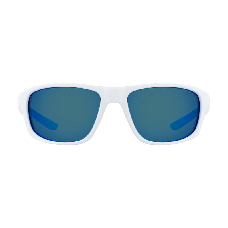 Nike Sunglasses Rectangle Full Rim, White Grey Frame and Blue Mirror Lens ADRENALINEMIEV1134144