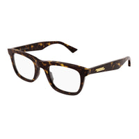 Bottega Veneta Eyeglasses Square Full Rim, Havana Frame and Clear Demo Lenses Lens BV1129O002