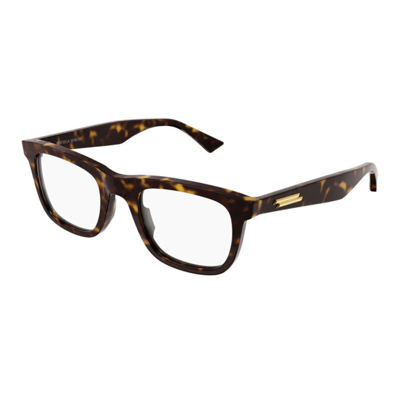 Bottega Veneta Eyeglasses Square Full Rim, Havana Frame and Clear Demo Lenses Lens BV1129O002