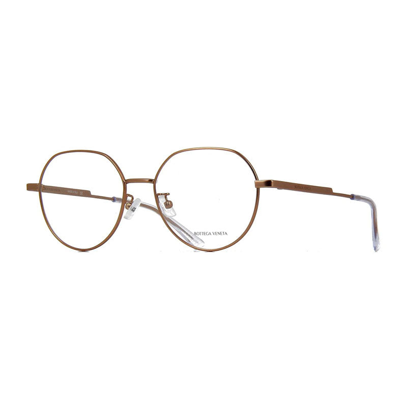 Bottega Veneta Eyeglasses Round Full Rim, Gold Frame and Clear Demo Lenses Lens BV1076OA001