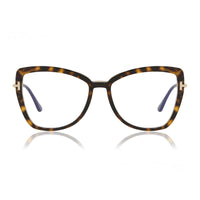 Tom Ford Eyeglasses Butterfly Full Rim, Havana/Gold Frame and Clear Blue Light Block Lens FT5882-B056
