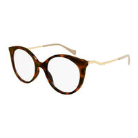 Gucci Eyeglasses Square Full Rim, Havana/Gold Frame and Clear Demo Lens Lens GG1009O001