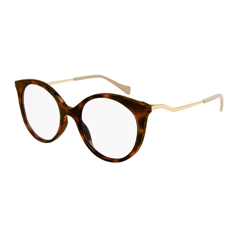Gucci Eyeglasses Square Full Rim, Havana/Gold Frame and Clear Demo Lens Lens GG1009O001