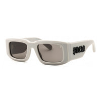 Philipp Plein Sunglasses Rectangle Full Rim, Matte Grey Frame and Grey Lens SPP1490L46