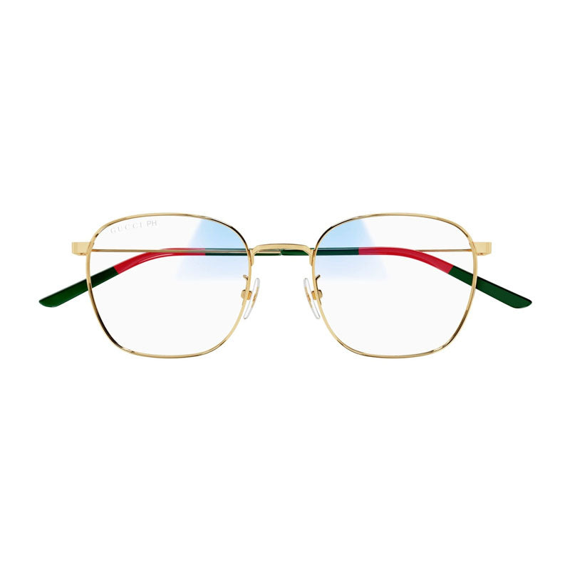 Gucci Sunglasses Square Full Rim, Gold Frame and Clear to Brown Photochromic Lens GG0681S001