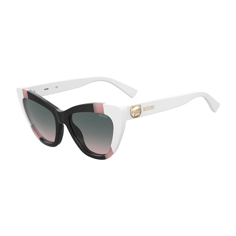 Moschino Sunglasses Cat Eye Full Rim, Black/Pink/White Frame and Green Gradient Pink Lens MOS122/S03H2JP