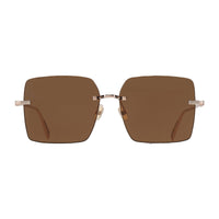 Salvatore Ferragamo Salvatore Ferragamo Sunglasses Square Rimless, Rose Gold Frame and Brown Lens SF311S780