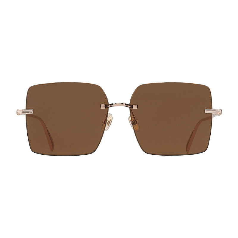 Salvatore Ferragamo Salvatore Ferragamo Sunglasses Square Rimless, Rose Gold Frame and Brown Lens SF311S780