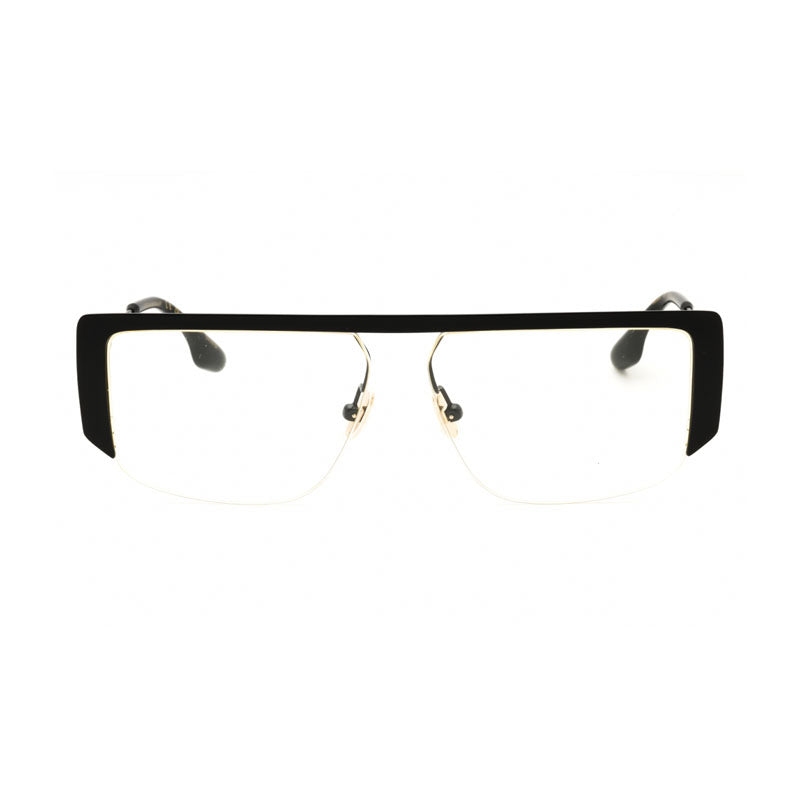 Victoria Beckham Sunglasses Rectangle Semi Rim, Black/Gold Frame and Transparent Lens VB250S001