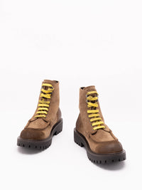 Prada Prada Men Aged Suede Lace-Up Ankle Boots